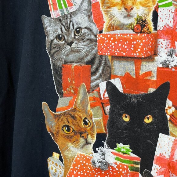 Dec. 25th Womens CAT CHRISTMAS Top Sz XXXL 3X Short Sleeve Ugly HOLIDAY T-shirt - Picture 4 of 12